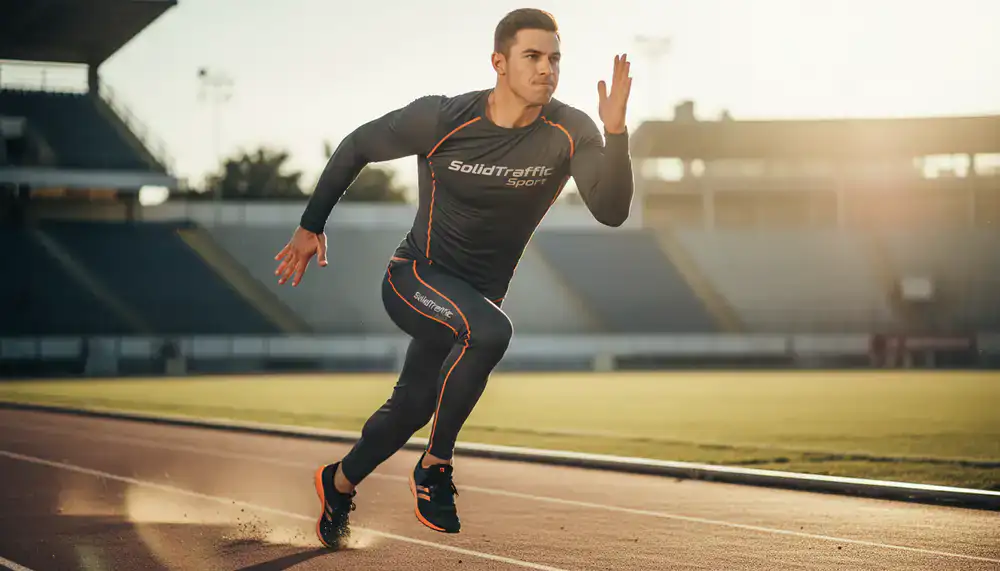 Athlète portant les vêtements SolidTraffic Sport en mouvement